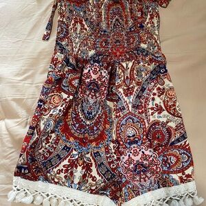 SHEIN Floral Paisley Smocked Romper